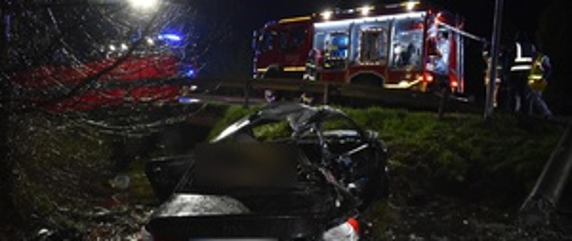Wypadek samochodu osobowego Mszana Górna