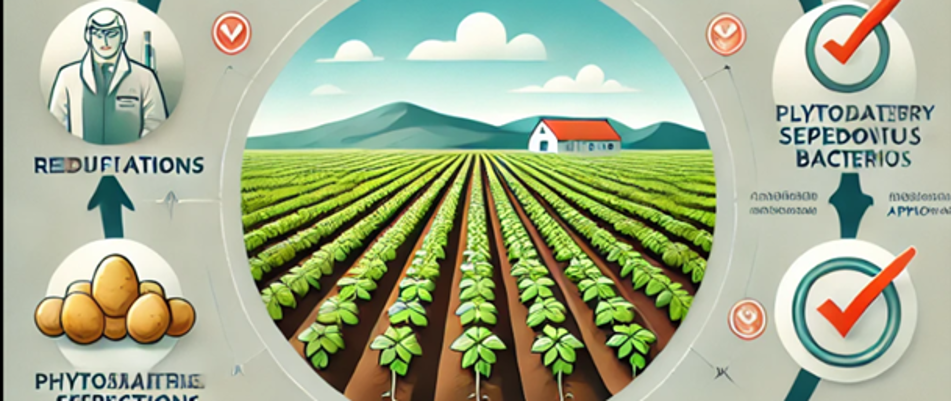 grafika obrazująca uproszczenie procesu uznania miejsc produkcji za wolne od bakterii Clavibacter sepedonicus