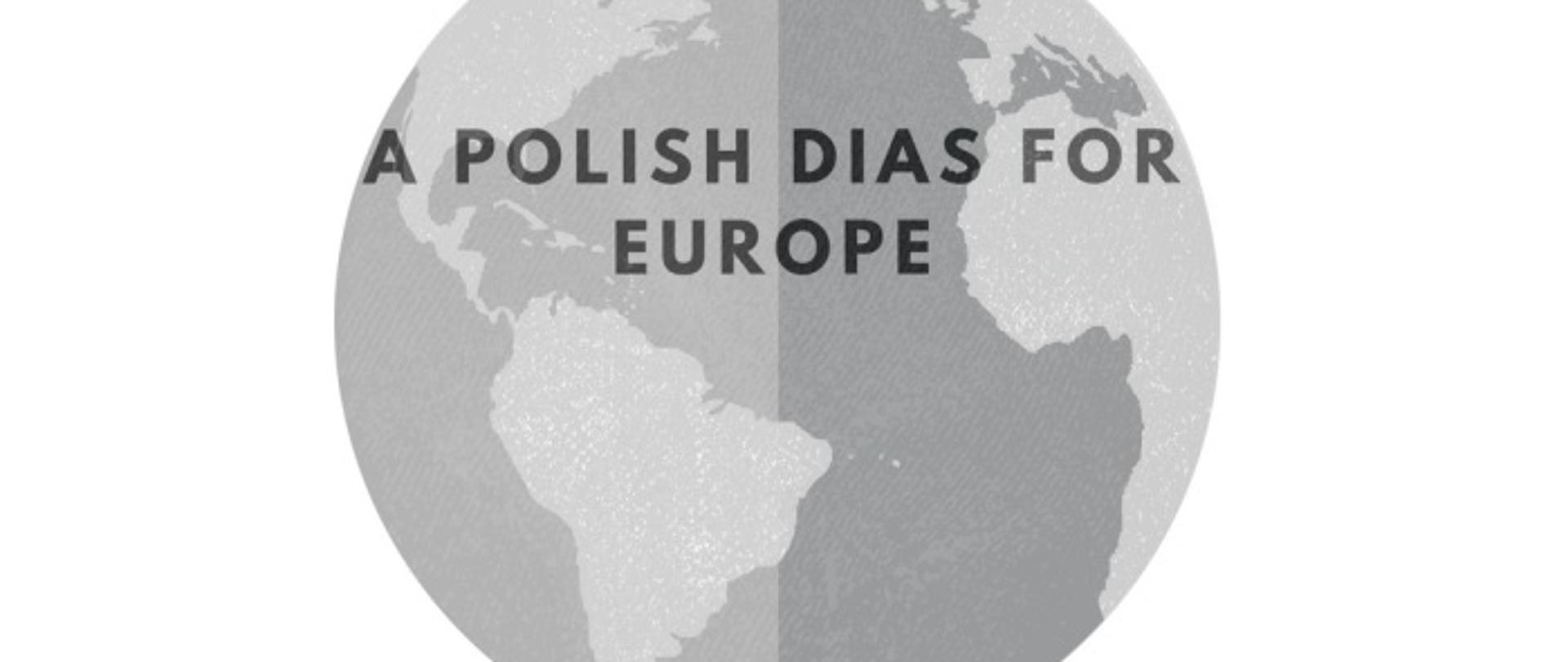 Grafika - na białym tle szary glob z napisem A Polish DIAS for Europe