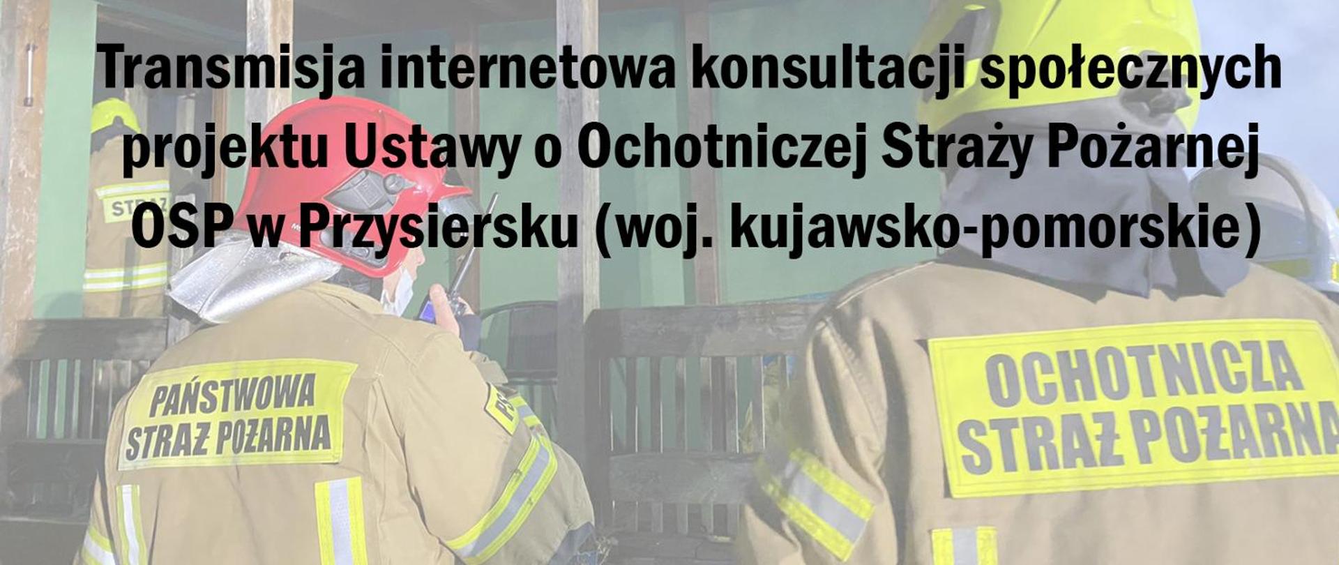 Zdjęcie przedstawia strażaków Państwowej i Ochotniczej Straży Pożarnej podczas działań ratowniczo-gaśniczych.