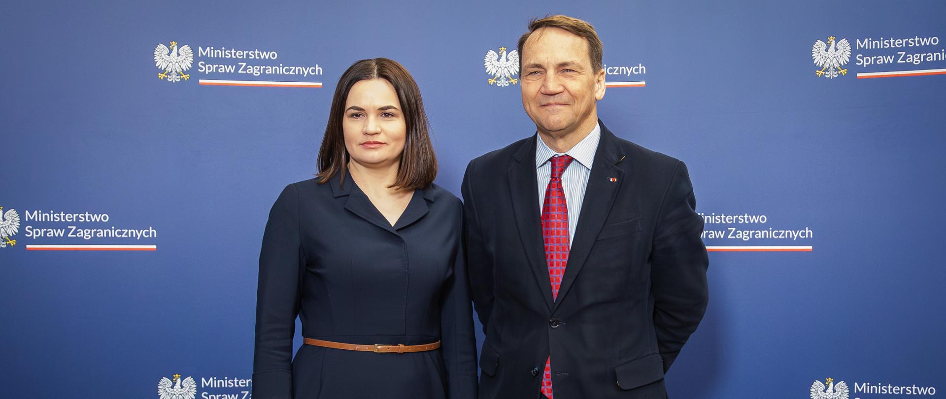 Spotkanie Ministra Radosława Sikorskiego z liderką białoruskiej opozycji demokratycznej Swiatłaną Cichanouską