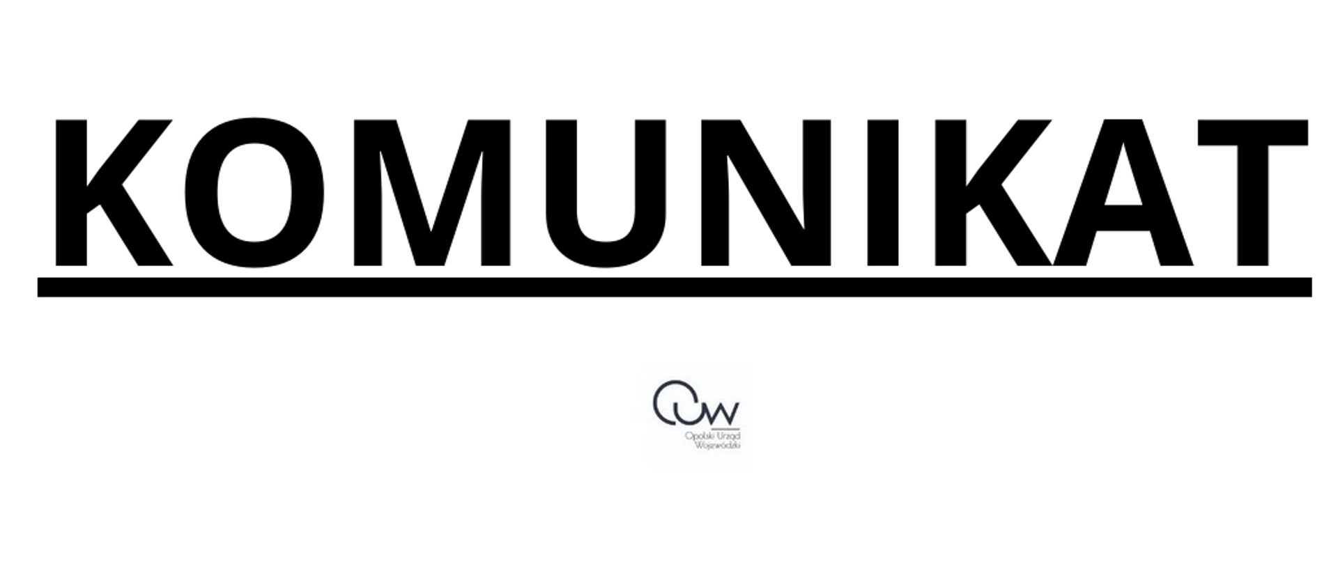 Czarny napis Komunikat na białym tle. Pod spodem napis w sprawie wprowadzenia zakazu korzystania z wód Kanału Gliwickiego w II i III sekcji. Na dole logo Inspekcji Ochrony Środowiska, Opolskiego Urzędu Wojewódzkiego oraz Wojewódzkiego Inspektoratu Ochrony Środowiska w Opolu.