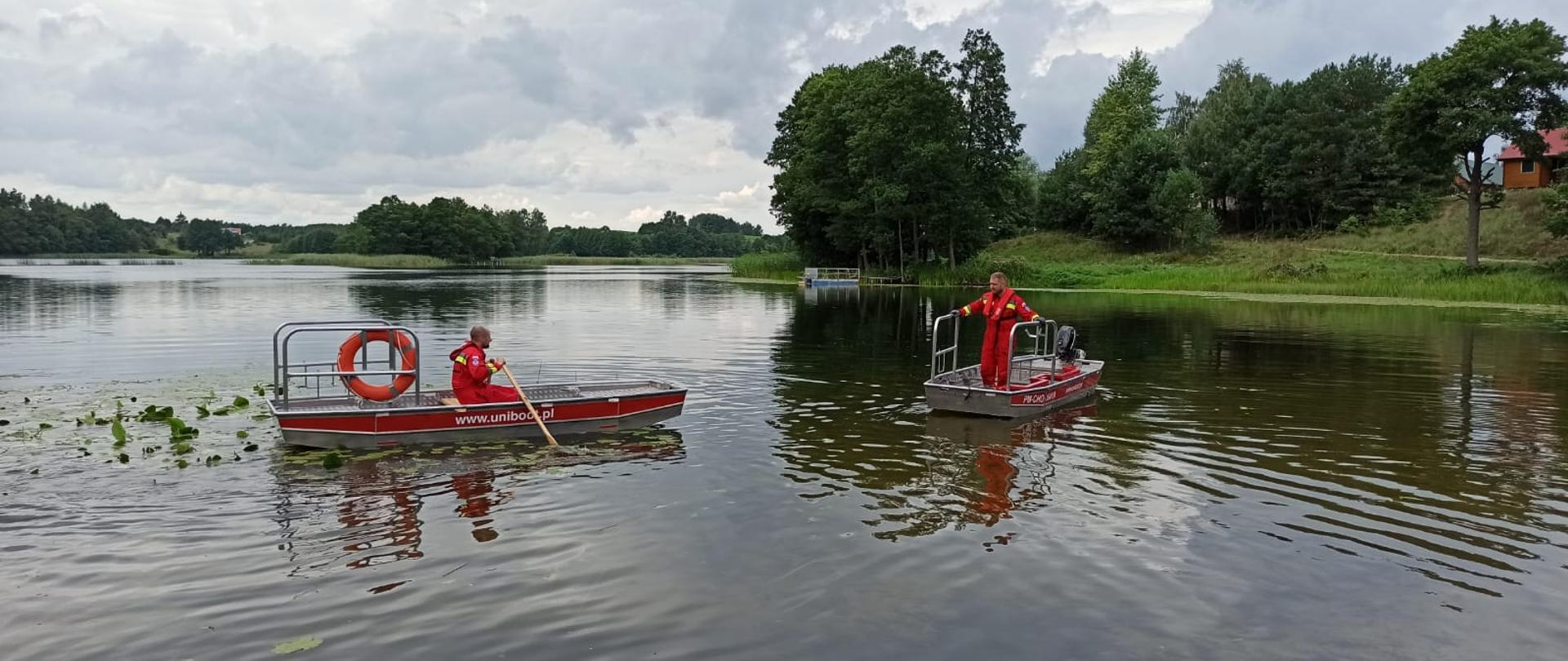 Pokaz łodzi ratowniczej Uniboot na jeziorze Boksze