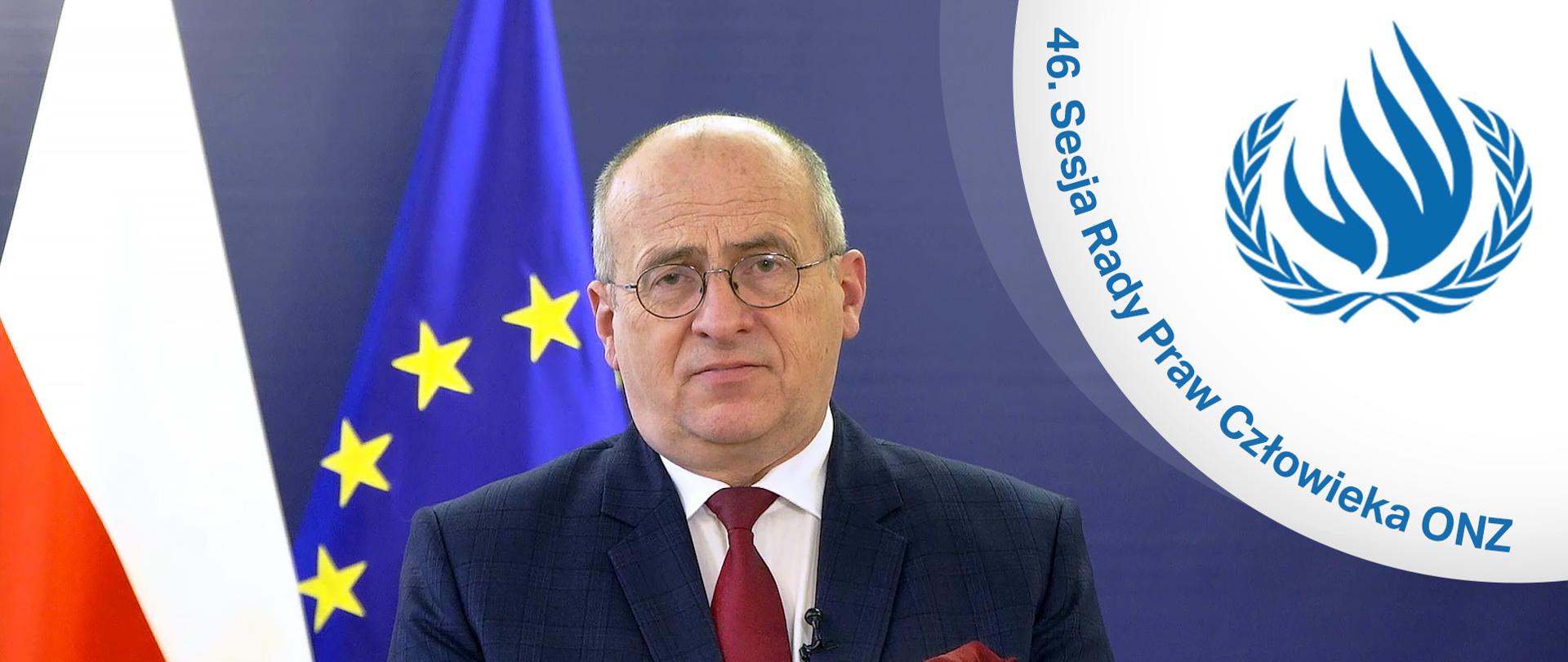 2021.02.23 Warszawa. Minister Zbigniew Rau uczestniczył w dyskusji ministerialnej na temat sytuacji praw człowieka na Krymie
Fot. Gabriel Piętka / MSZ