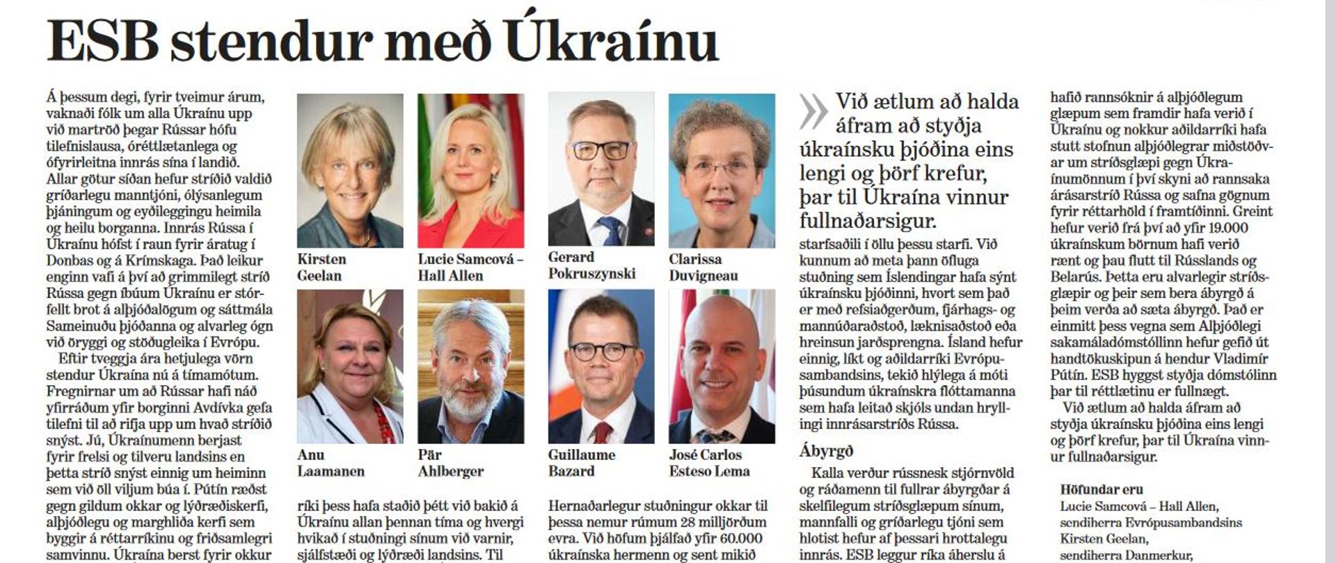 The EU Stands with Ukraine - Joint Op-Ed ESB stendur með Úkraínu