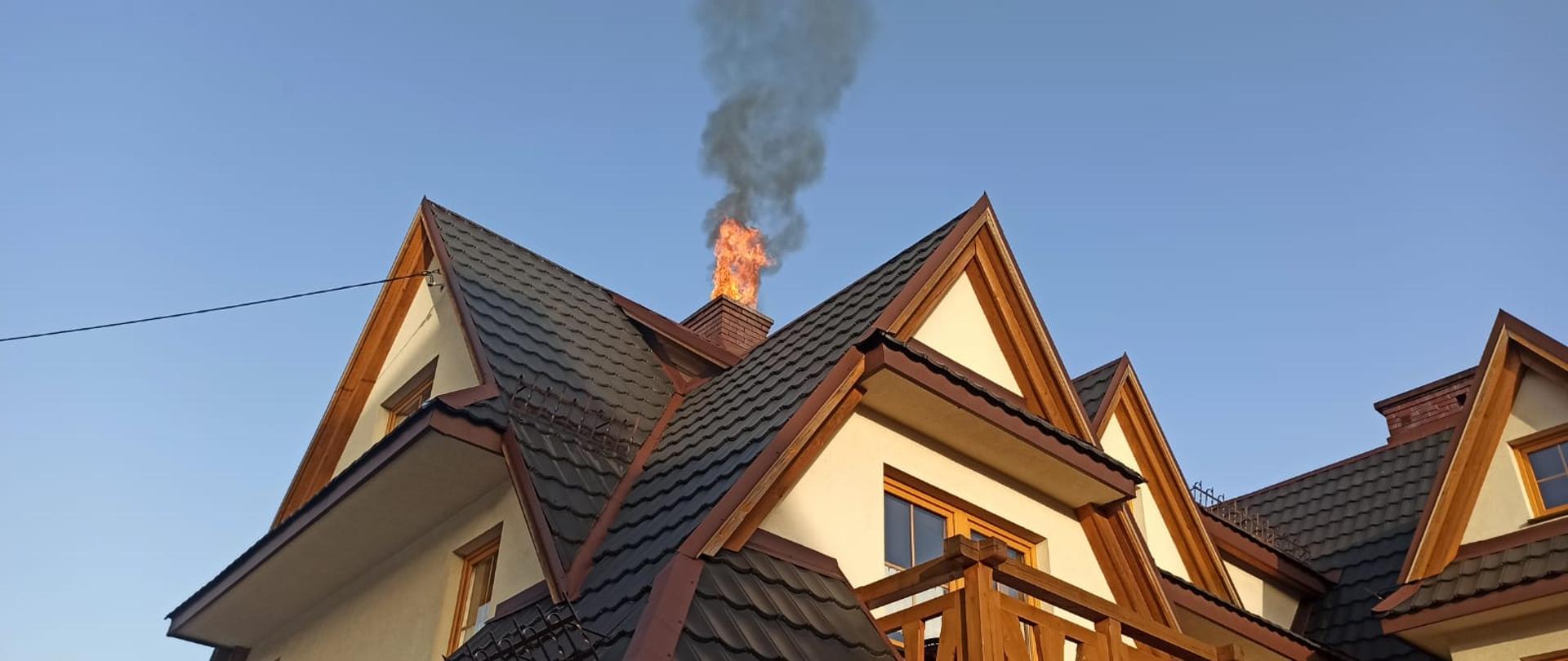 Pożar sadzy w przewodzie kominowym.