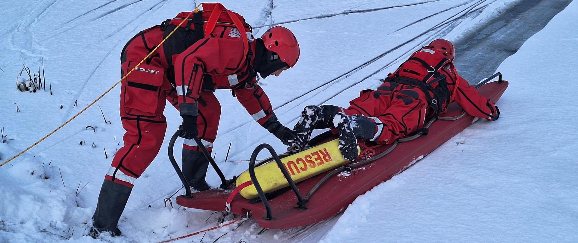 ćwiczenia z zakresu ratownictwa lodowego ćwiczenia z zakresu ratownictwa lodowego w Parku Miejskim w Grodzisku Wlkp.