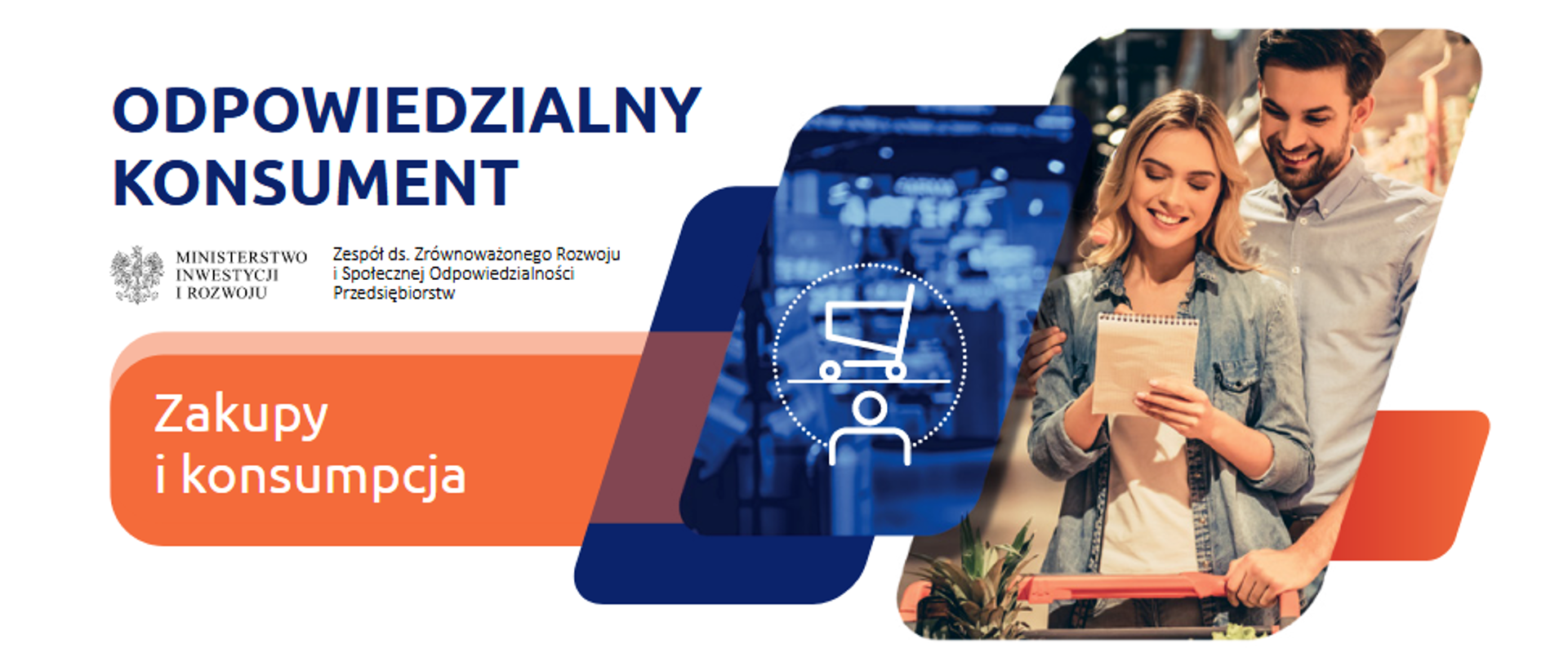 grafika z dwoma osobami planującymi zakupy i napis odpowiedzialny konsument