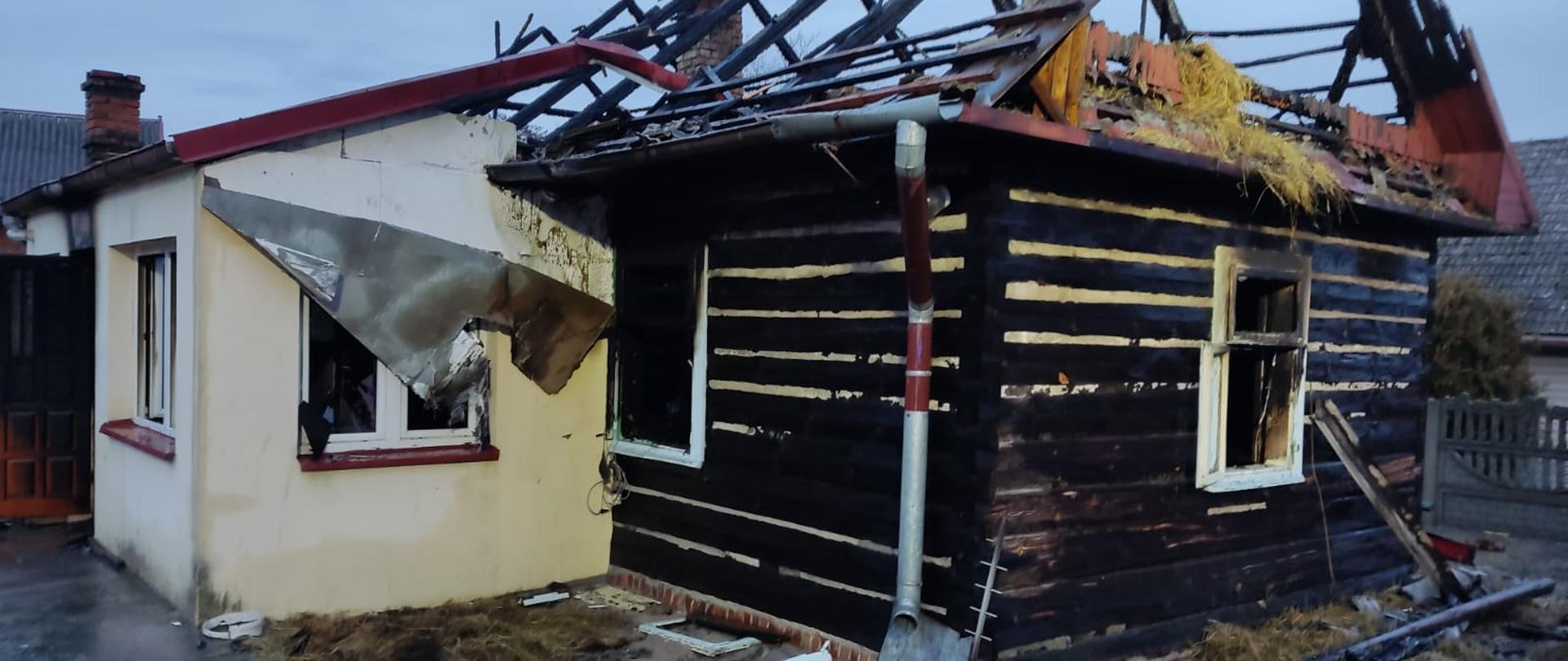 Spalony dom jednorodzinny w miejscowości Przyszów
