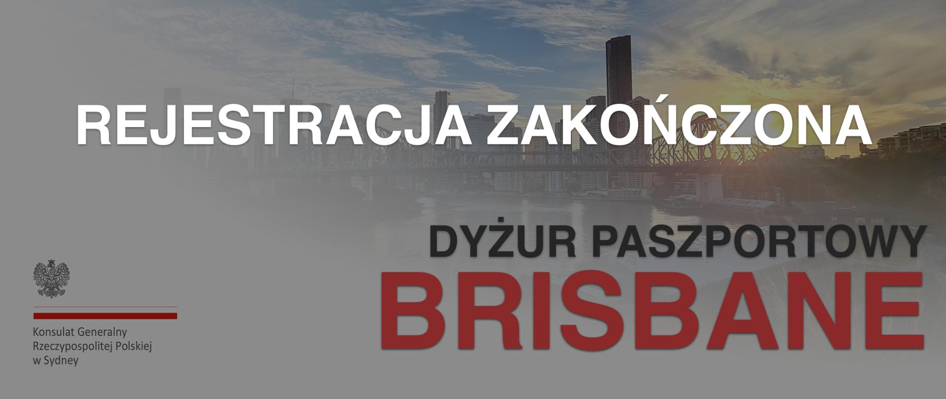 REJESTRACJA ZAKONCZONA BRISBANE