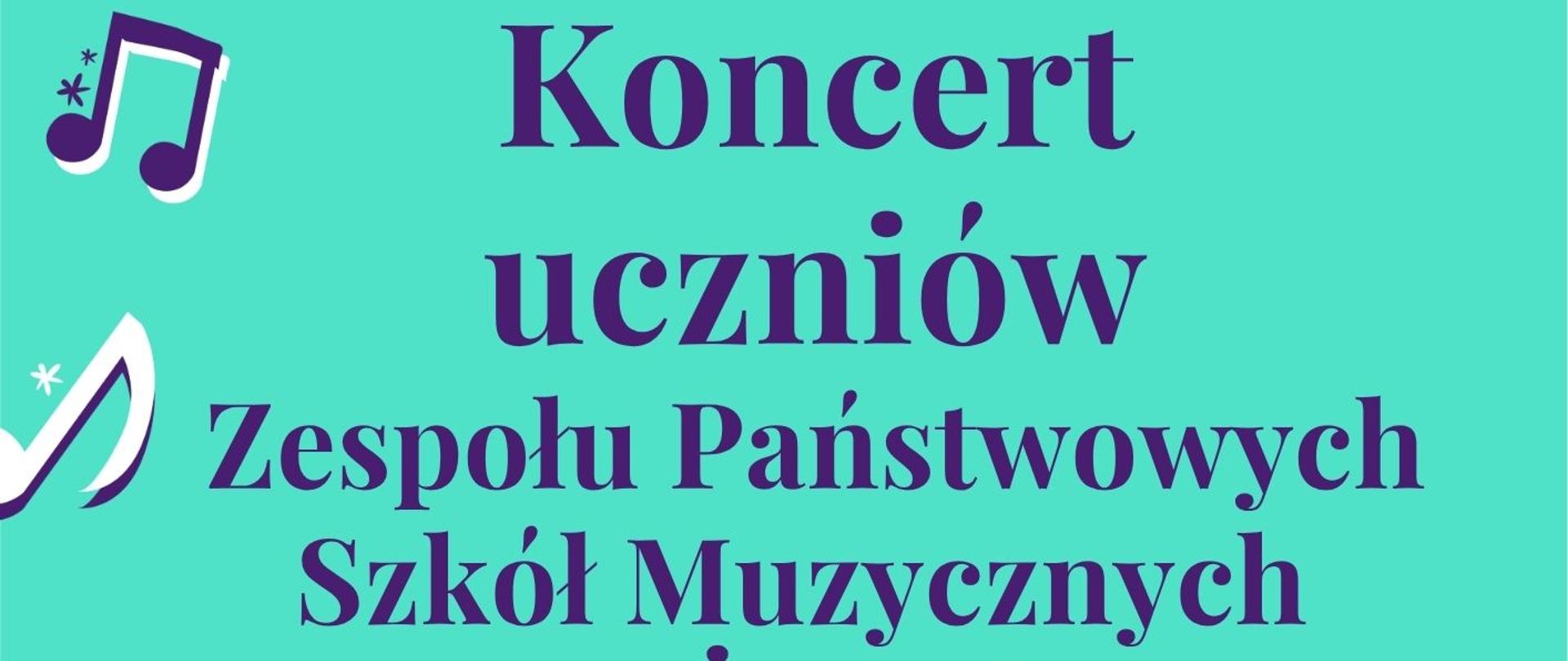 Plakat informacyjny dotyczący Koncertu uczniów z ZPSM w Żorach odbywającego się w dniu 15.06.2026 o godz. 18.00.