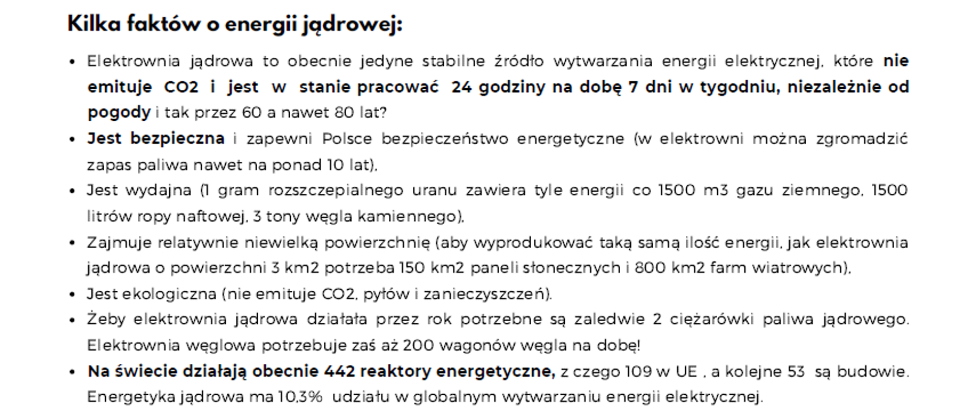 Lista faktów dotyczących energii jądrowej 