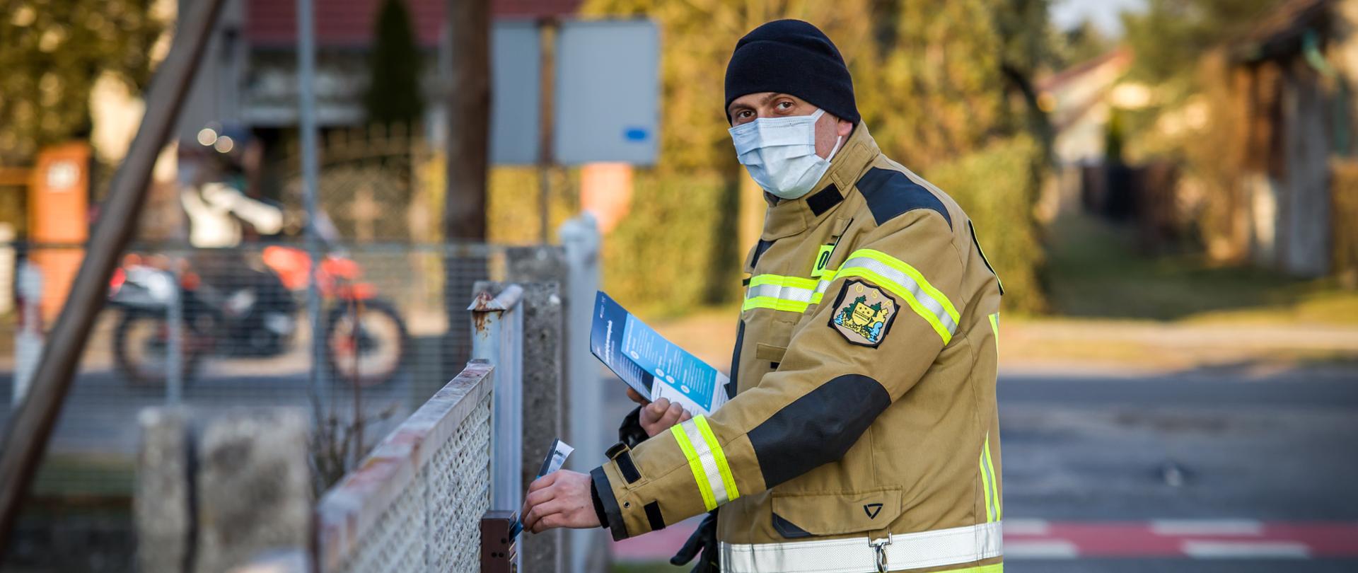 Dystrybucja ulotek informujących o szczepieniu przeciwko Covid-19, realizowana przez OSP