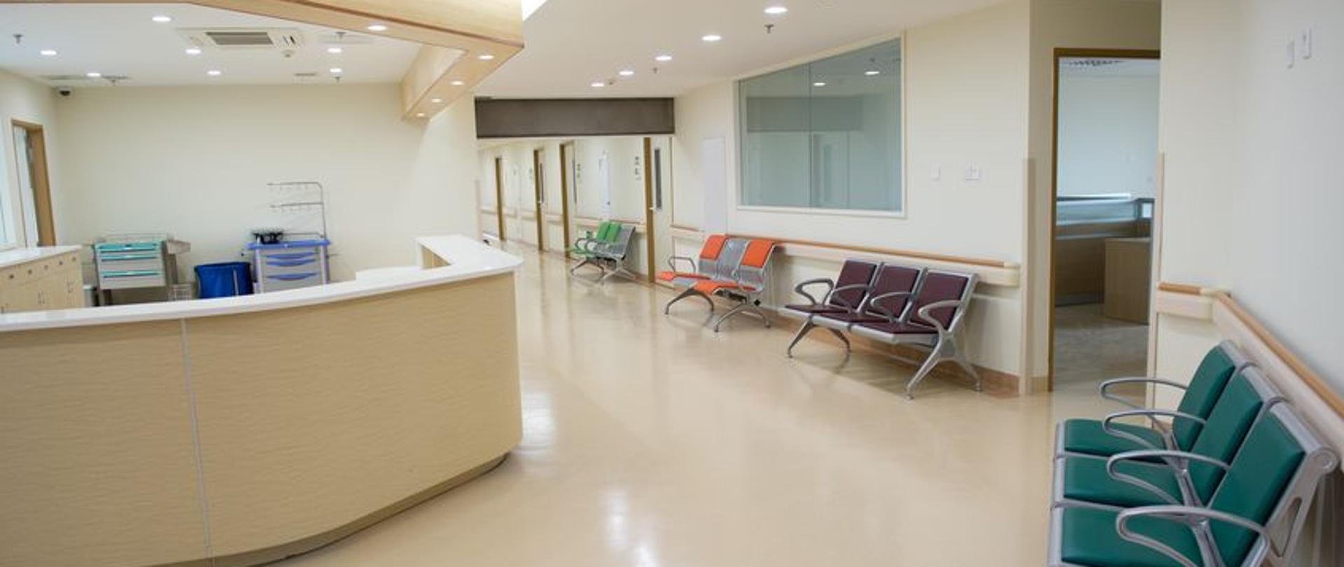 17828431 - empty nurses station in a hospital.