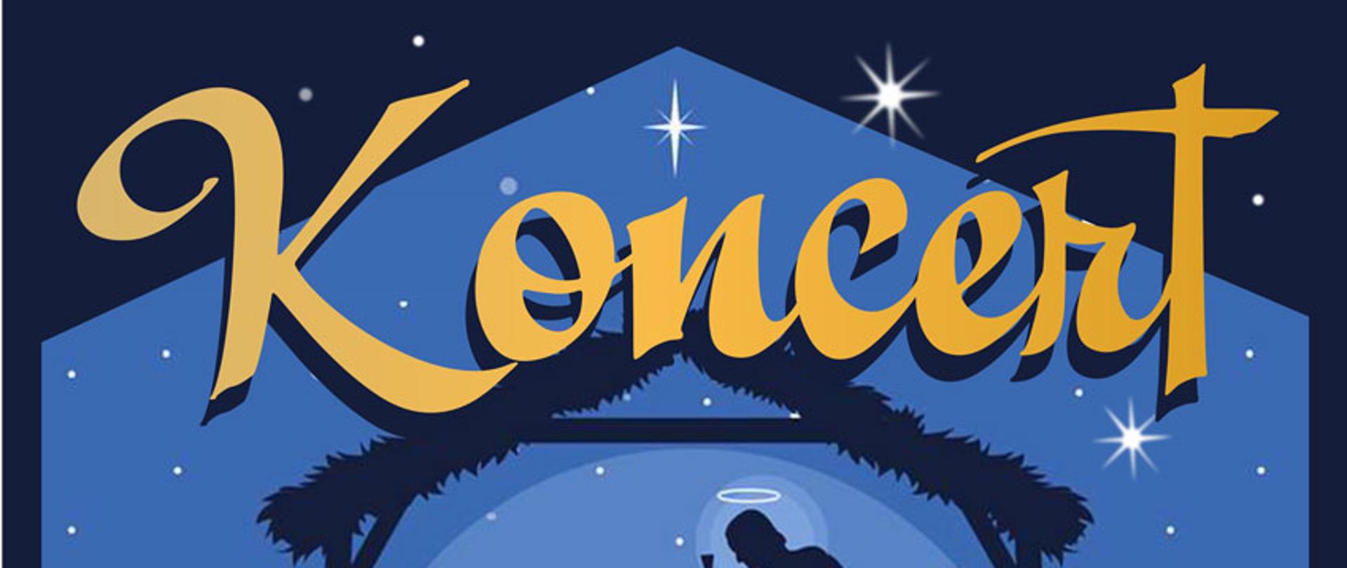 Kolorowy plakat z napisem koncert kolęd i pastorałek