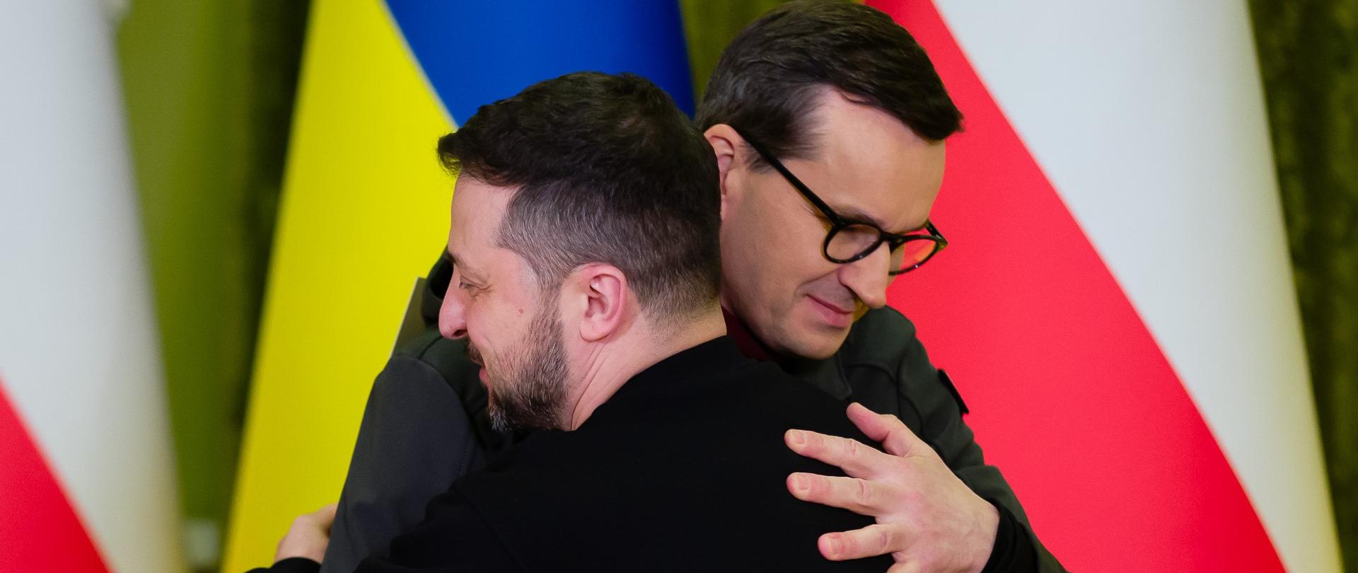 Prime Minister Mateusz Morawiecki and Ukrainian President Volodymyr Zelensky during a visit to Kiev.