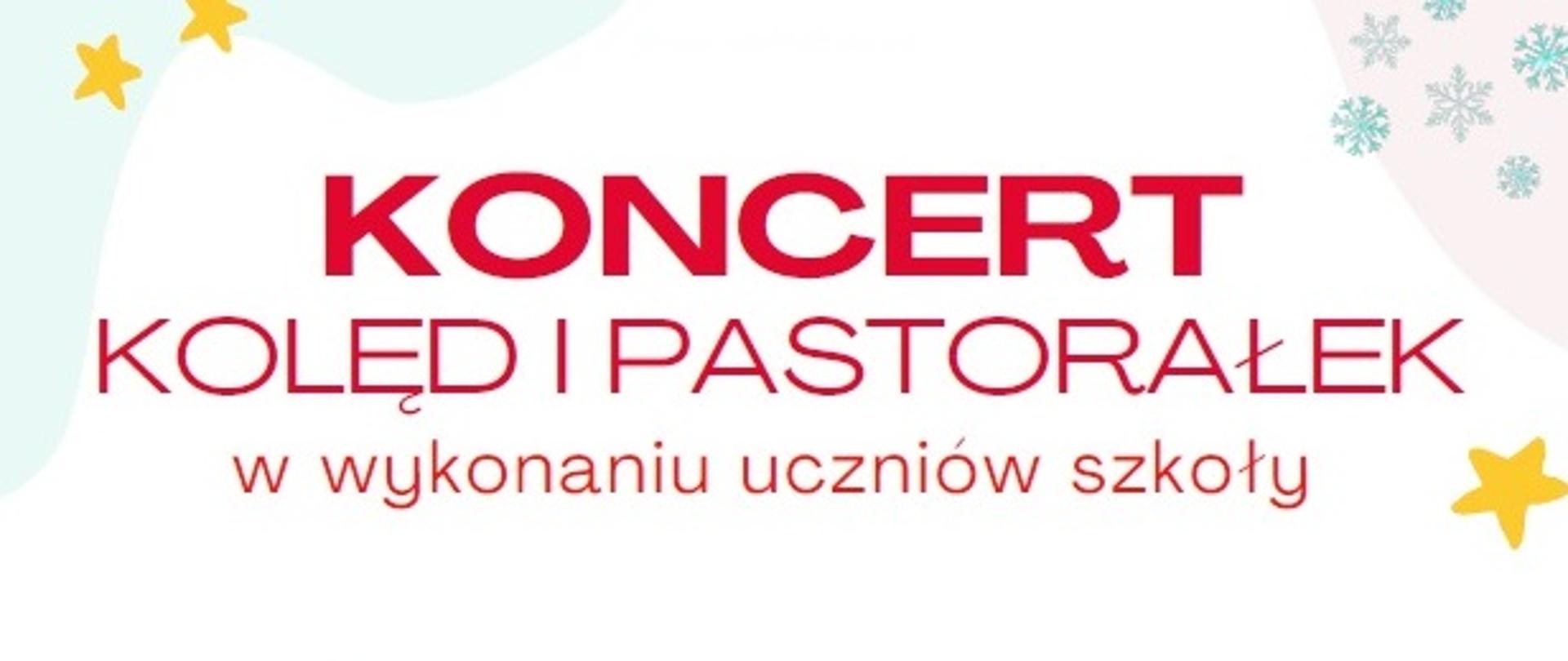 Banner z żółtymi gwiazdami oraz napisem na białym tle