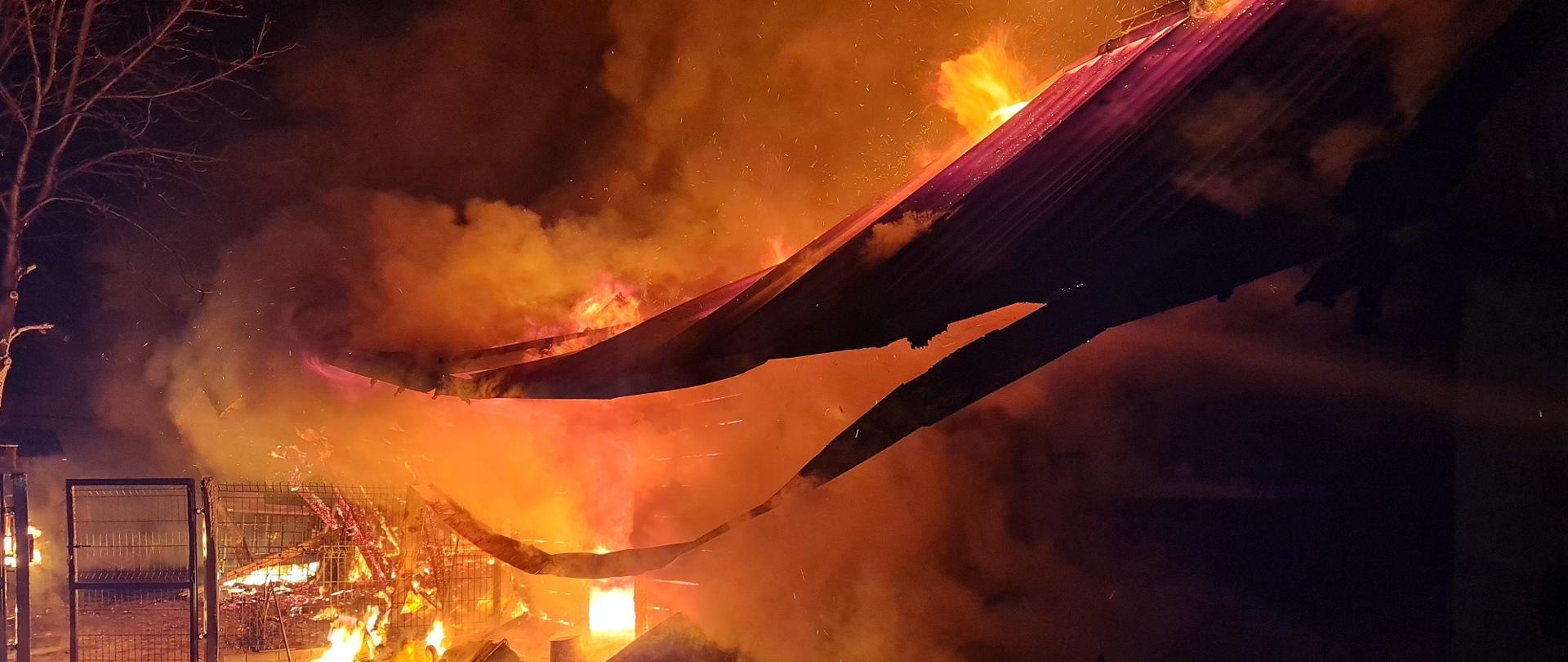 Pożar budynku jednorodzinnego