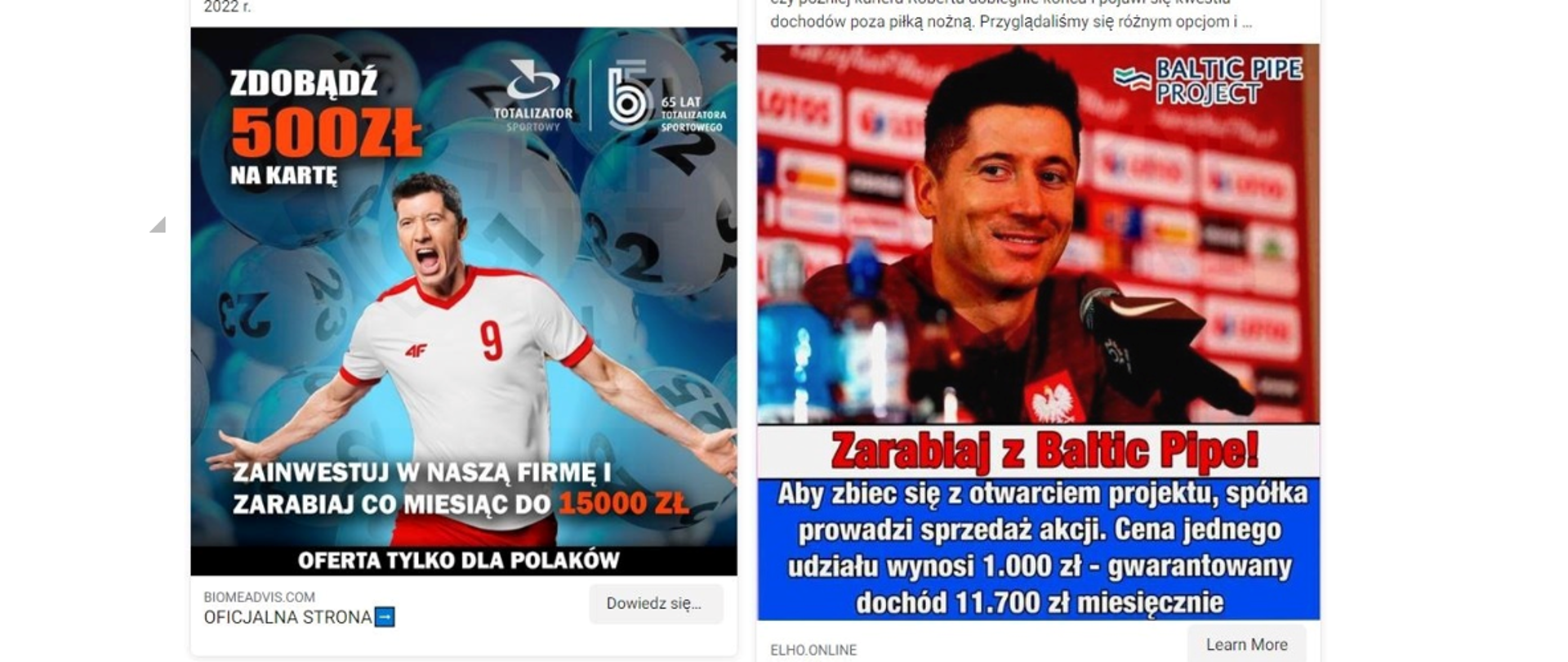 Fałszywe reklamy z Robertem Lewandowskim