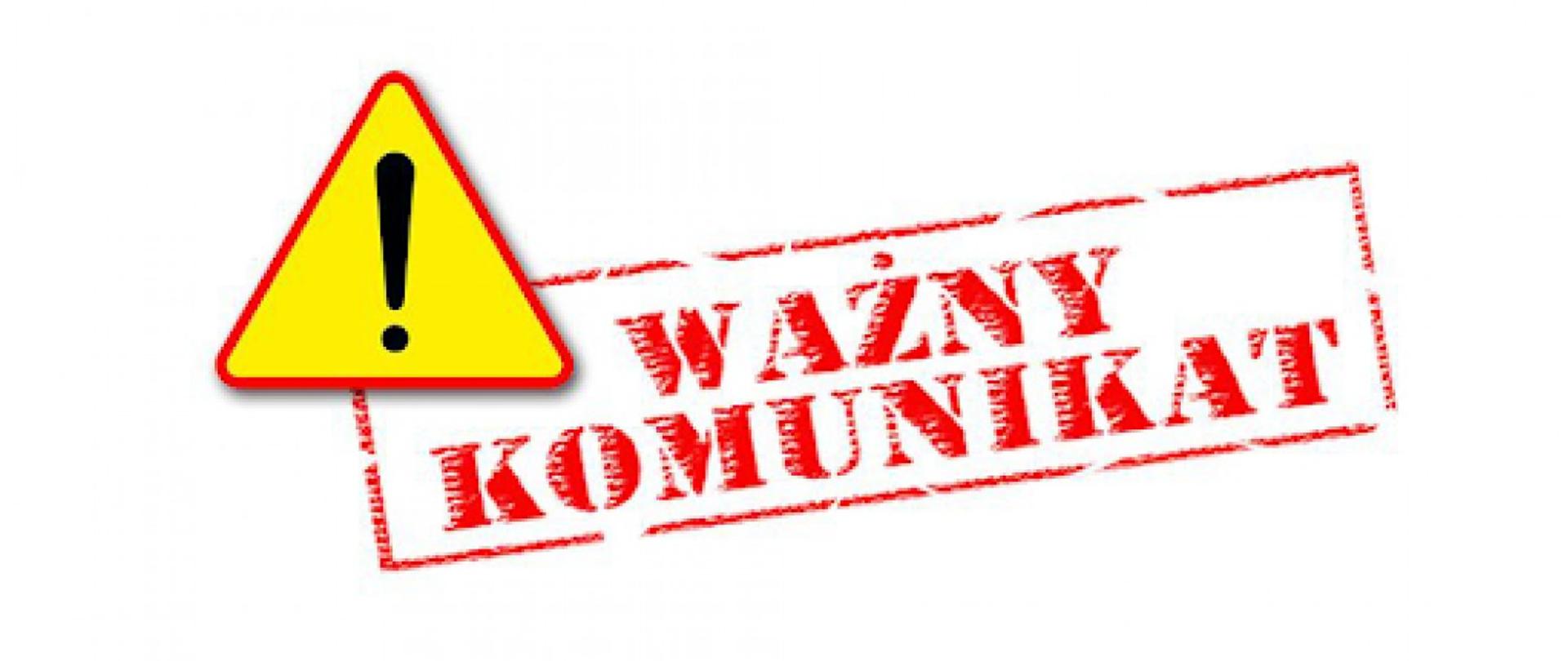 Napis "Ważny komunikat"