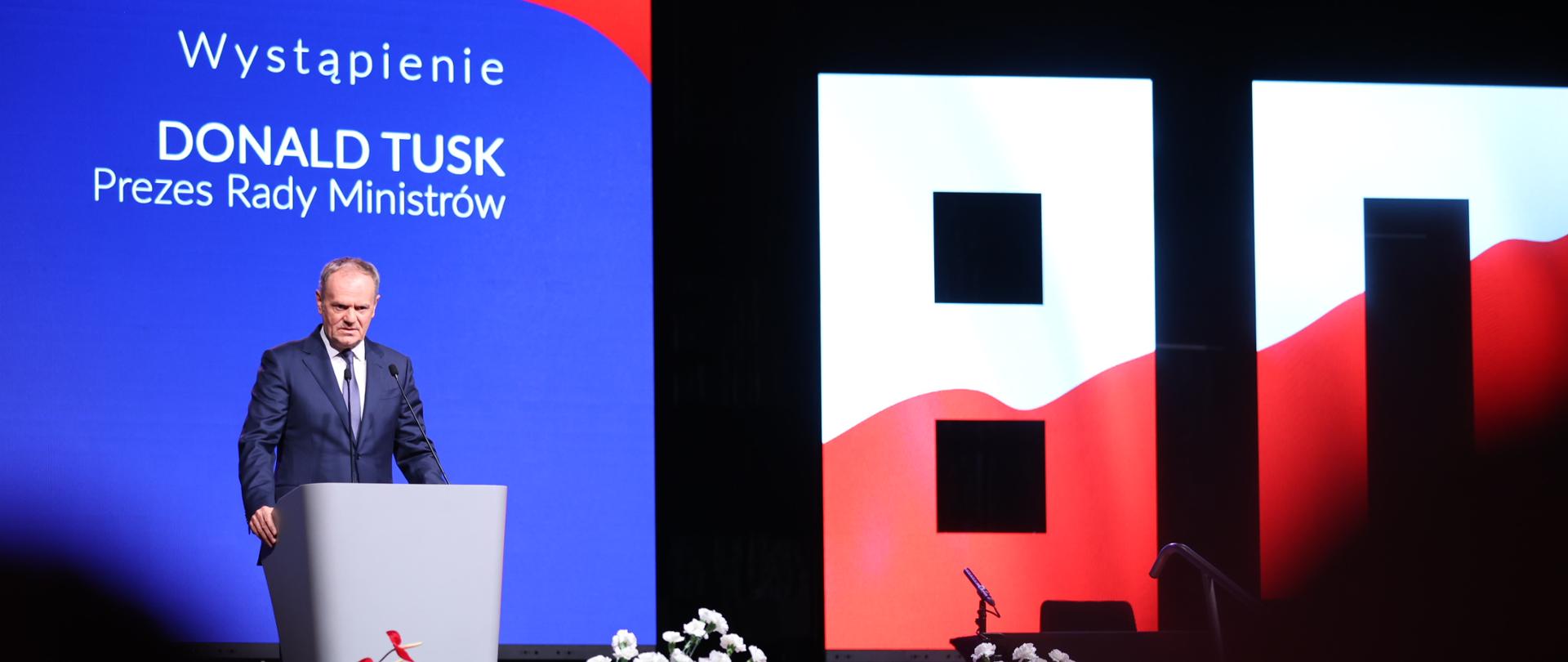 Premier Donald Tusk podczas wystąpienia w Wałbrzychu