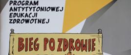 Na obrazku znajduje się napis bieg po zdrowie oraz biegnące dwie osoby