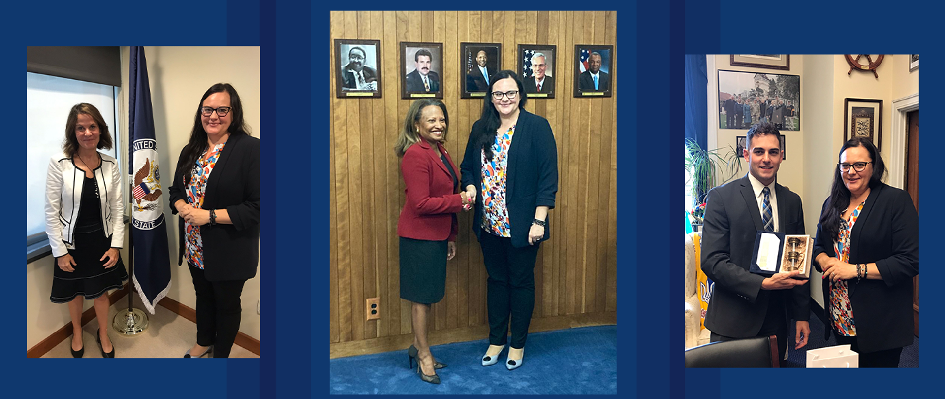 Kolaż trzech zdjęć z wiceminister Małgorzatą Jarosińską-Jedynak