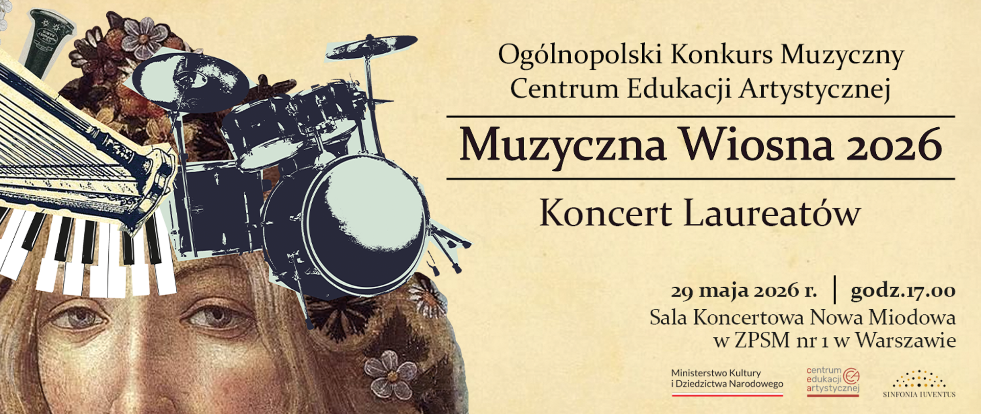 Plakat Ogólnopolskiego Konkursu Muzycznego CEA "Muzyczna Wiosna 2026"
