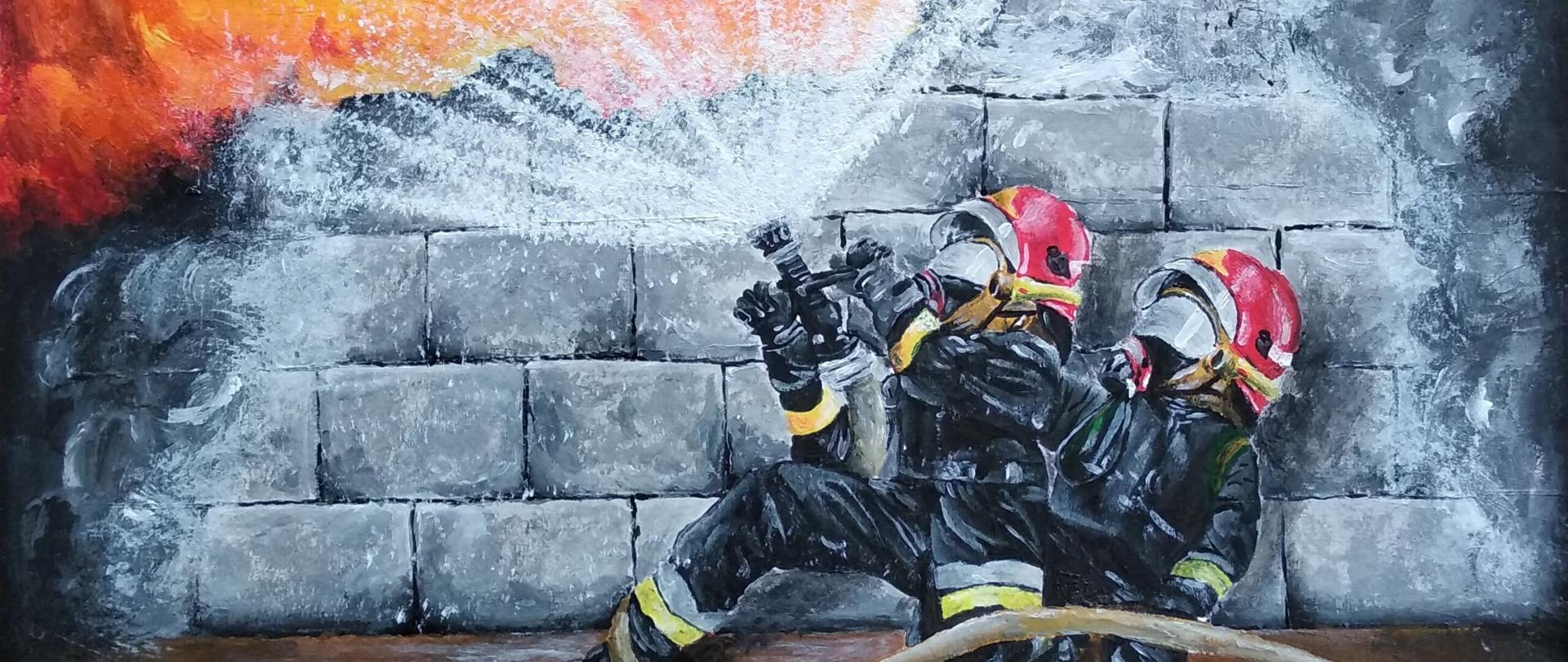 Obrazek przedstawiający gaszenie pożaru