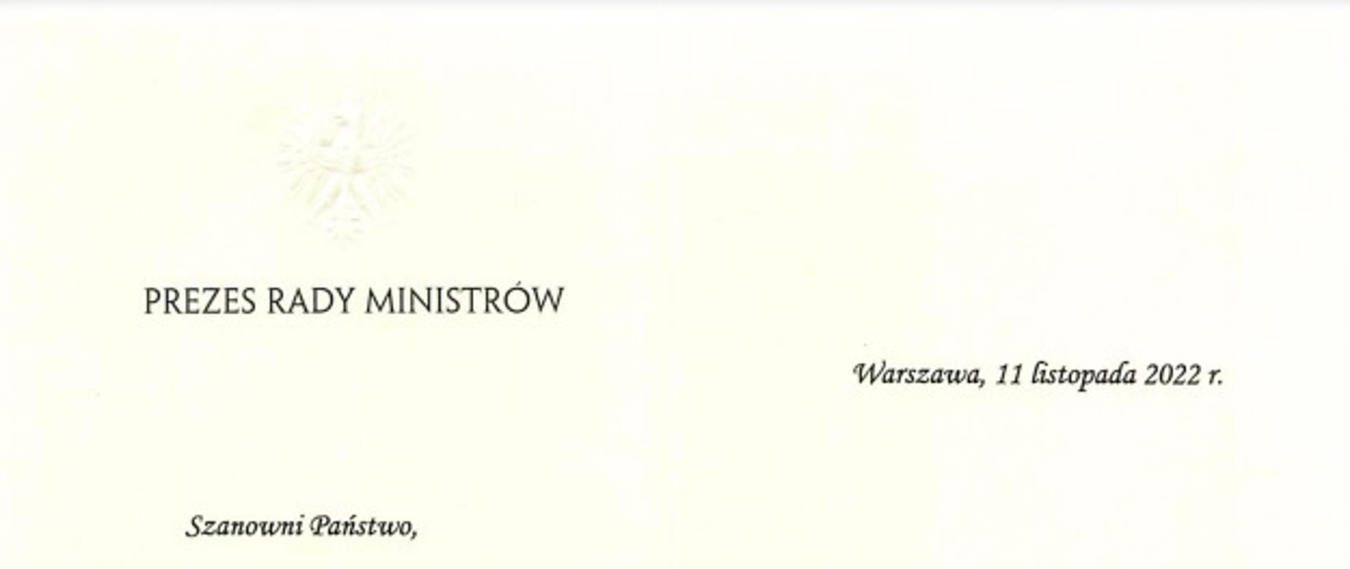 List Prezesa Rady Ministrów