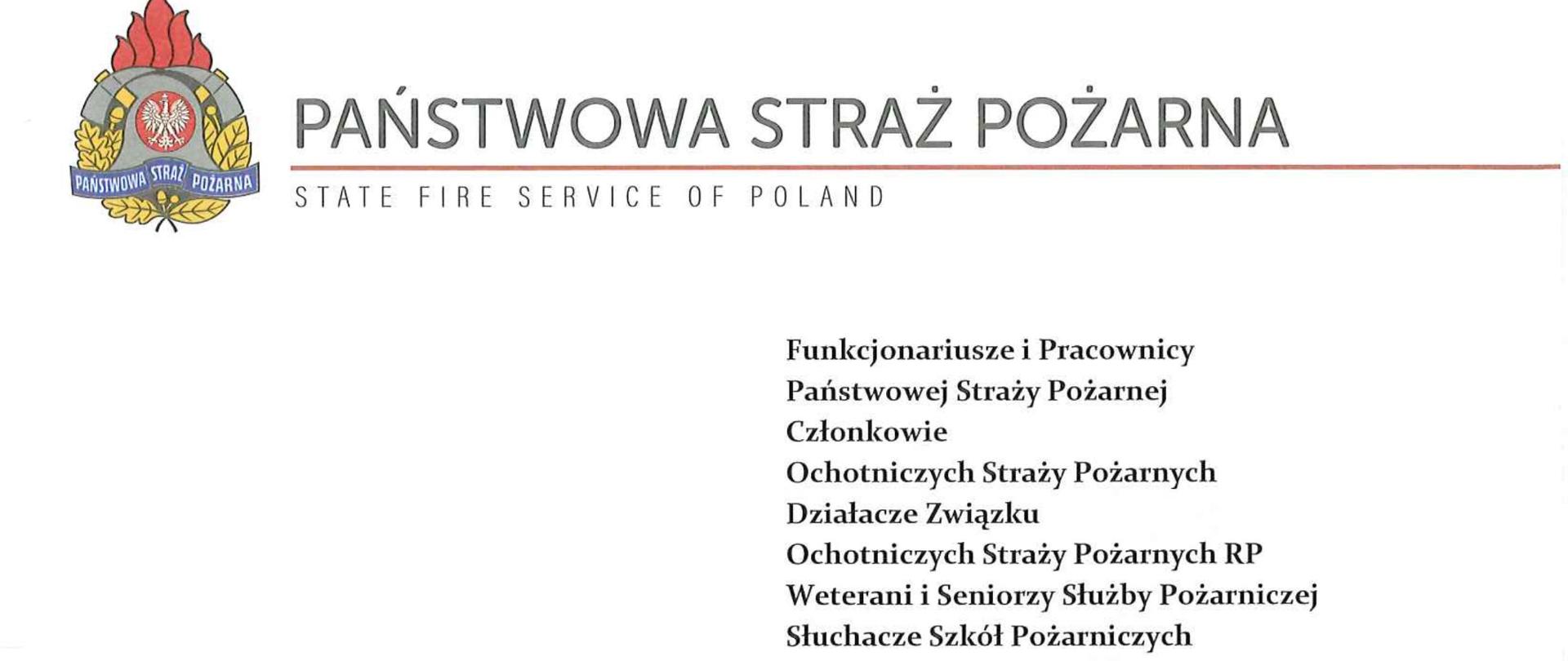 List Kierownictwa Komendy Głównej PSP