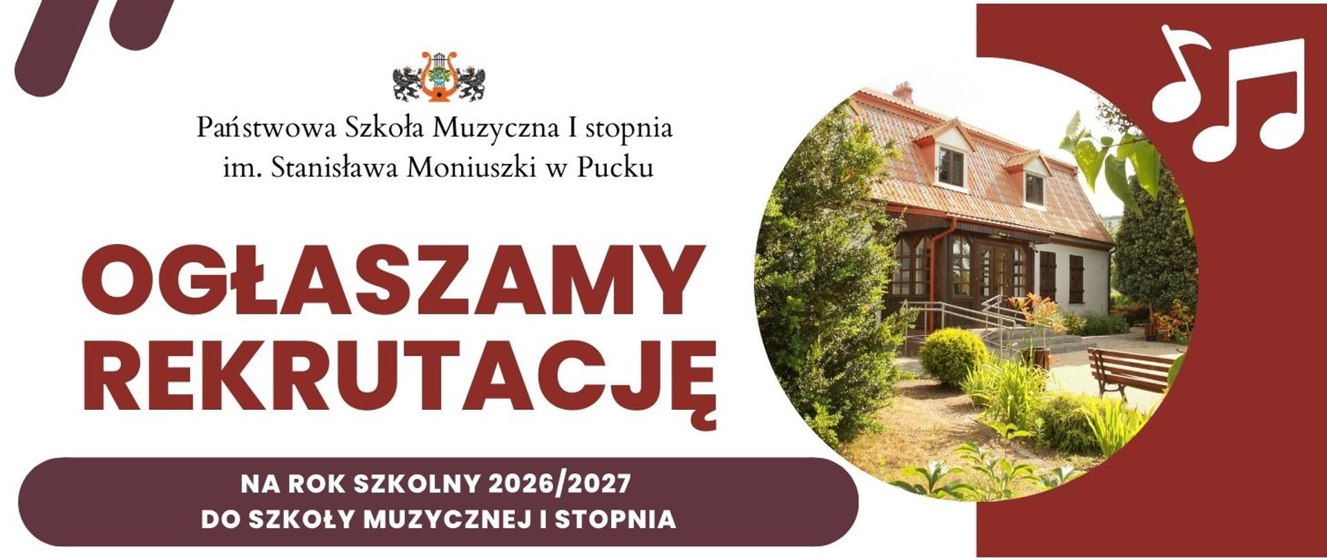 Baner przedstawia tekst dot. rekrutacji 2026.2027 oraz zdjęcie szkoły