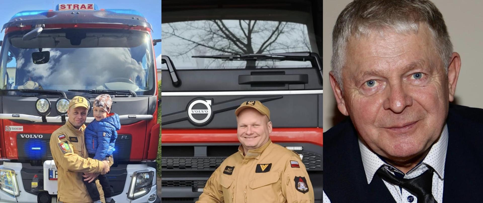 Grafika podzielona jest na trzy części. Z lewej strony widoczny jest strażak Mateusz Karolczak z dzieckiem na rękach na tle samochodu pożarniczego. W środkowej części też na tła samochodu pożarniczego znajduje się strażak Piotr Karolczak, natomiast po lewej stronie jest zdjęcie uratowanego mężczyzny.