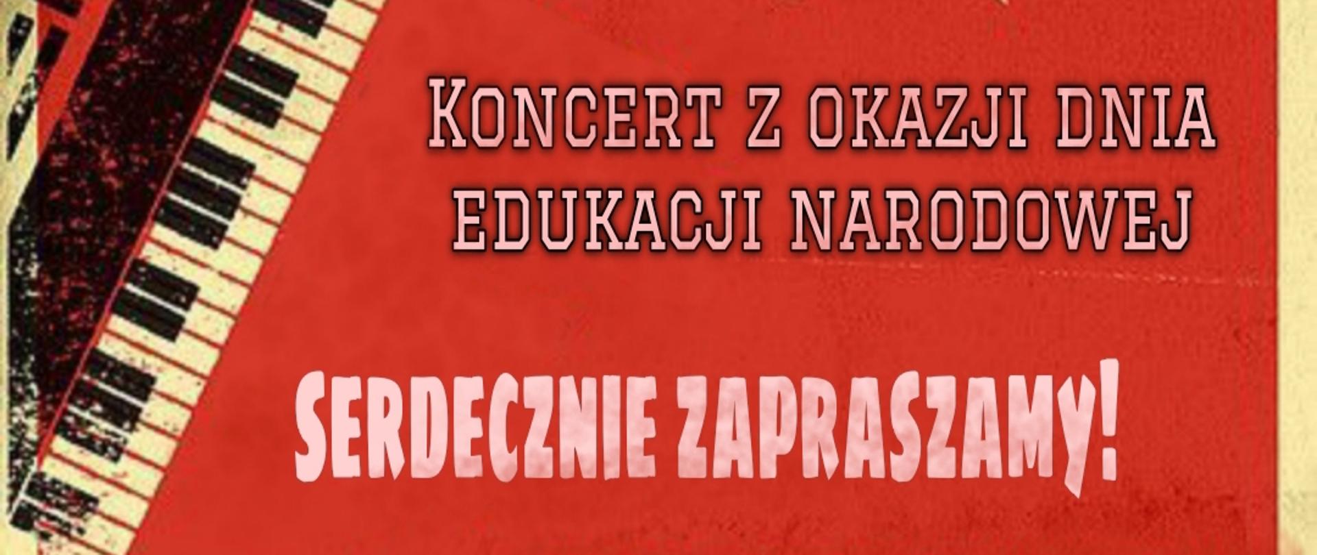 Pomarańczowo-czarne tło, tekst dotyczący koncertu z okazji DEN, 14.09.2026 o godz. 14.00