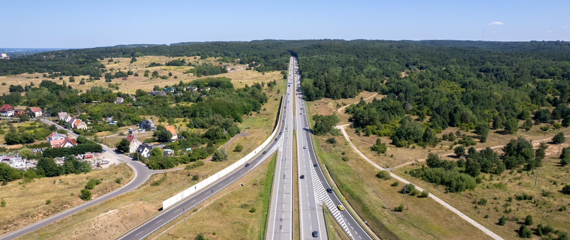 Węzeł drogowy Klucz - widok w stronę Gdańska