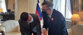 Prezydent Słowenii Borut Pahor i Ambasador RP Krzysztof Olendzki