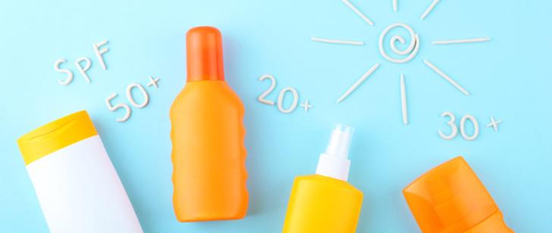  filtry przeciwsłoneczne, zdjęcie opakowań kosmetyków z filtrami przeciwsłonecznymi