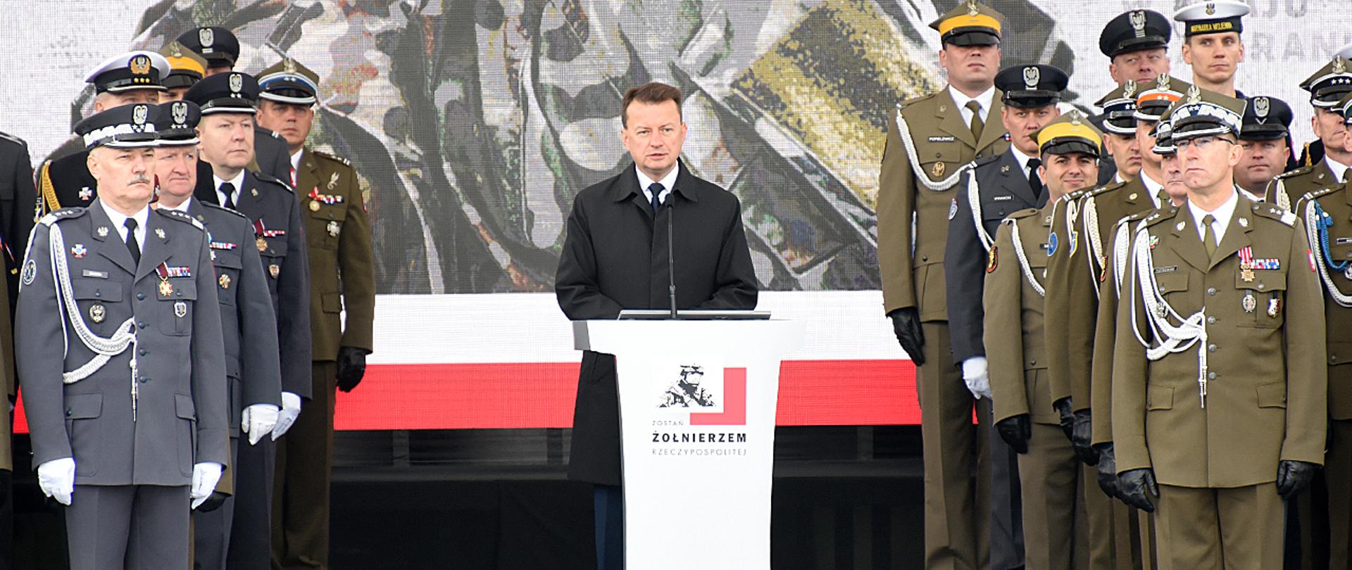 Minister M.Błaszczak przemawia na przysiędze wojskowej