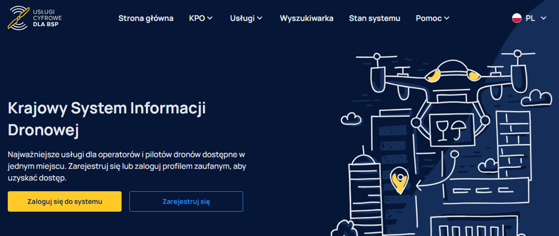 przedstawia zrzut ze strony www.drony.gov.pl