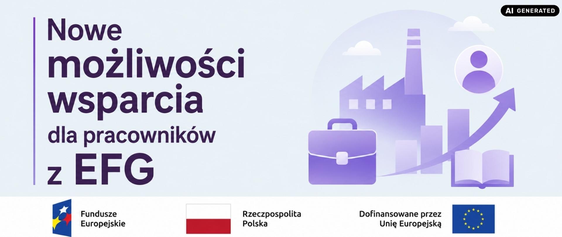 Grafika przedstawia hasło projektu i zarys fabryki
