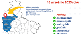 Infografika dotycząca I szkolenia dla opiekunów MDP i DDP w OSP Kwilicz w dniu 16 września 2023 r.