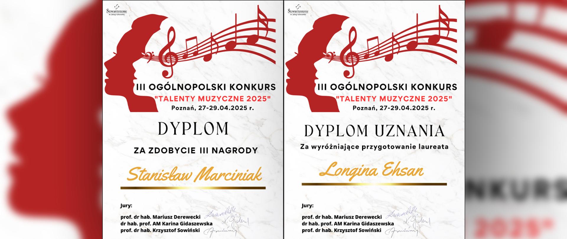 Na zdjęciu dwa dyplomy - dla ucznia i dla nauczyciela.