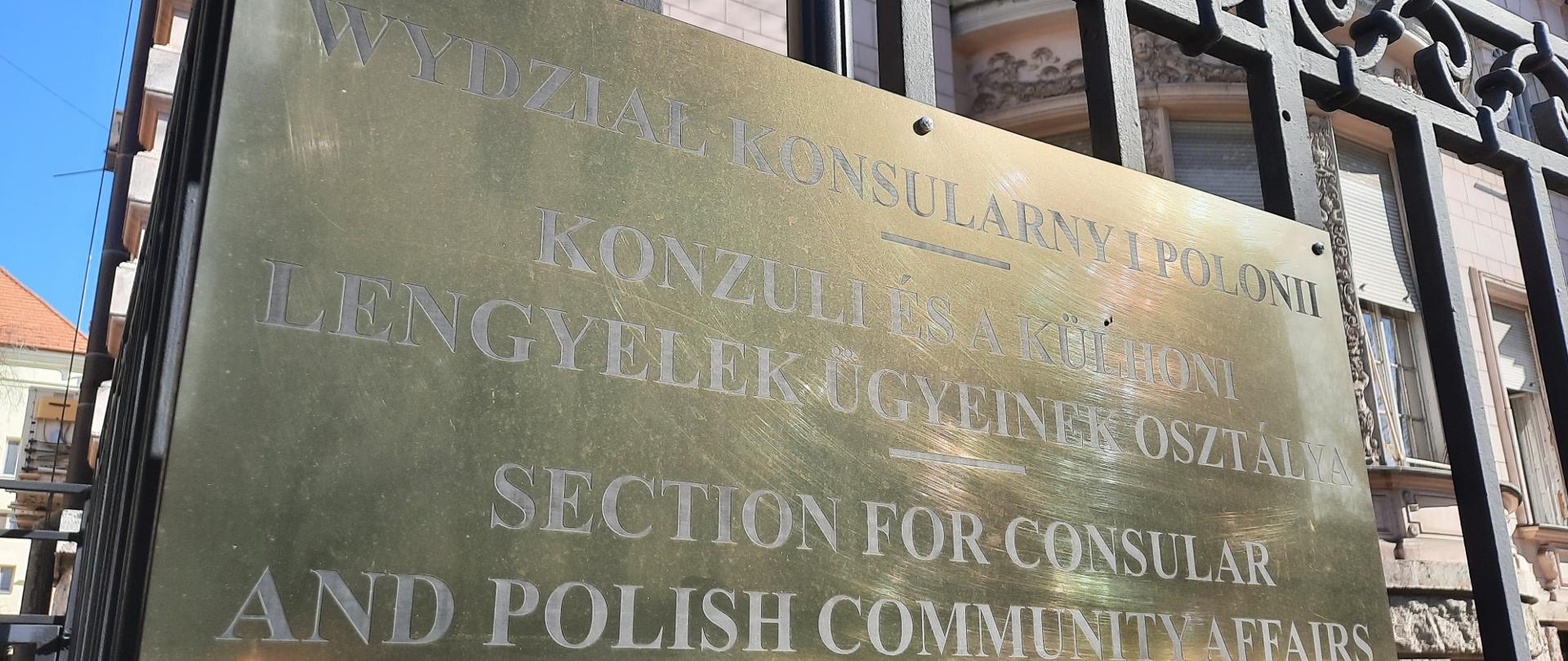 Wydział Konsularny i Polonii Ambasady RP w Budapeszcie