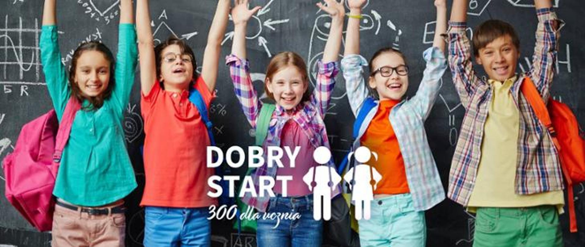 5 dzieci na tle tablicy