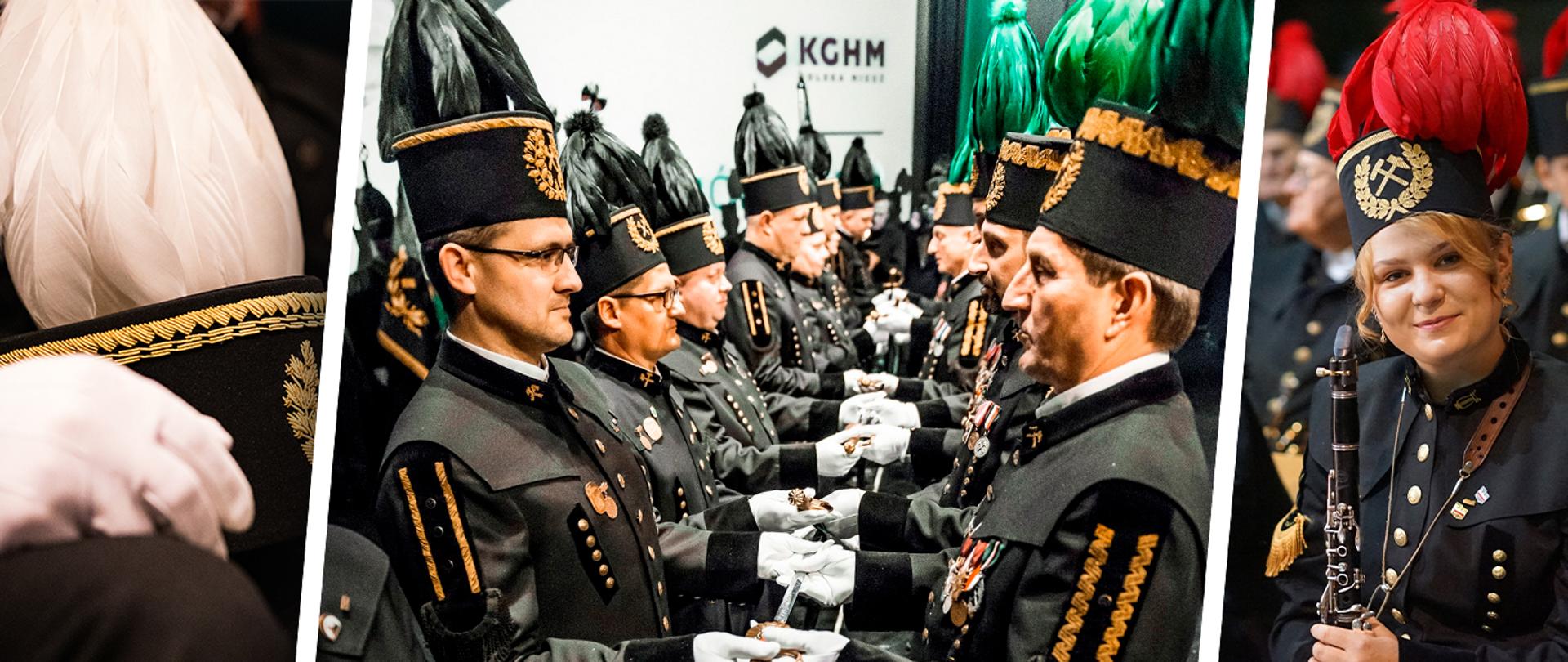 Na grafice górnicy podczas Barbórki. 