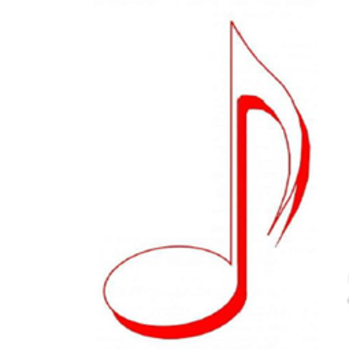 Biało-czerwona nuta bez wypełnienia w środku na białym tle