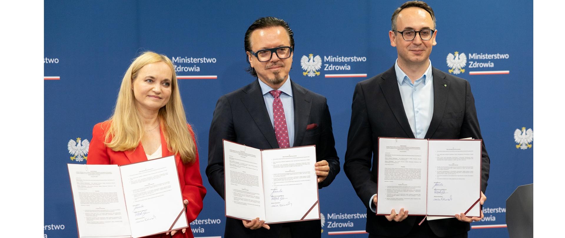 Zdjęcie z konferencji prasowej nt. podpisania porozumienia w sprawie współpracy na rzecz promocji profilaktyki, edukacji zdrowotnej i upowszechniania dobrych praktyk w tym zakresie.
