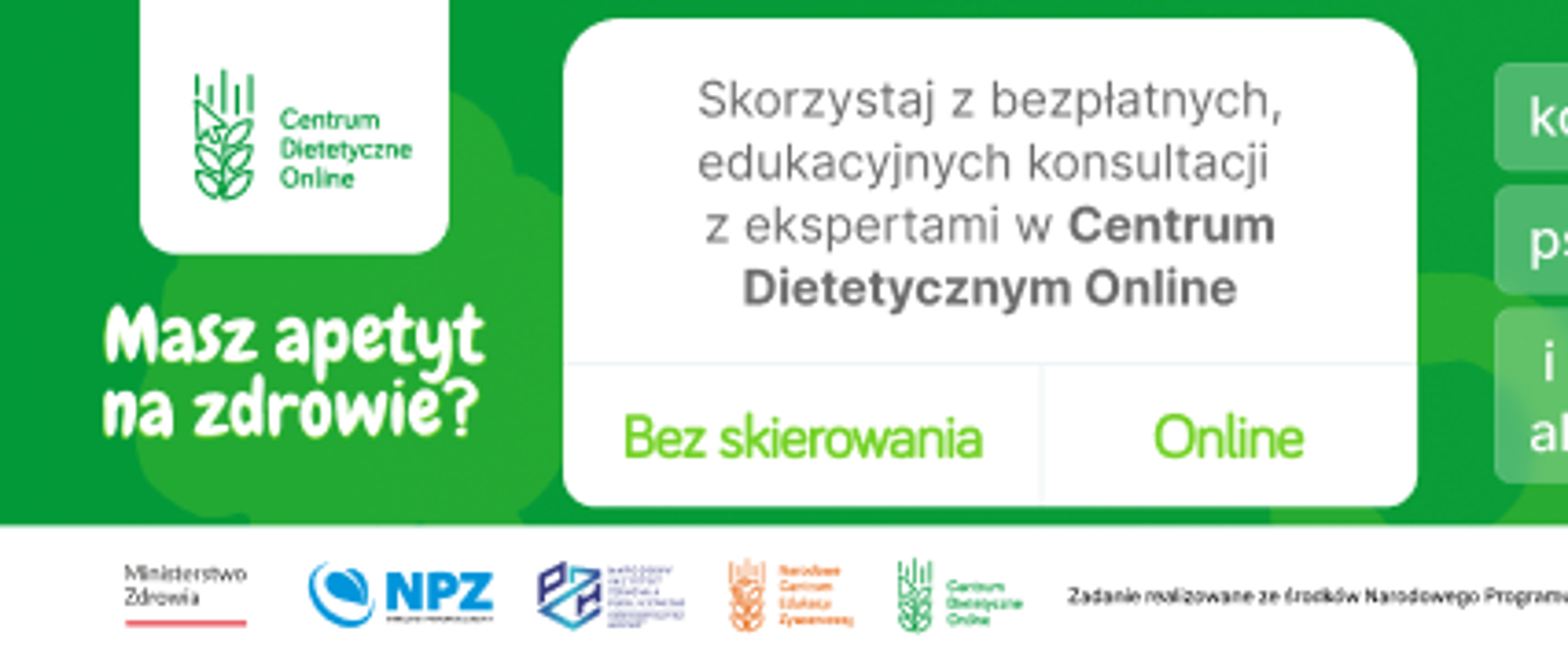 Baner reklamujący Centrum Dietetyczne online
