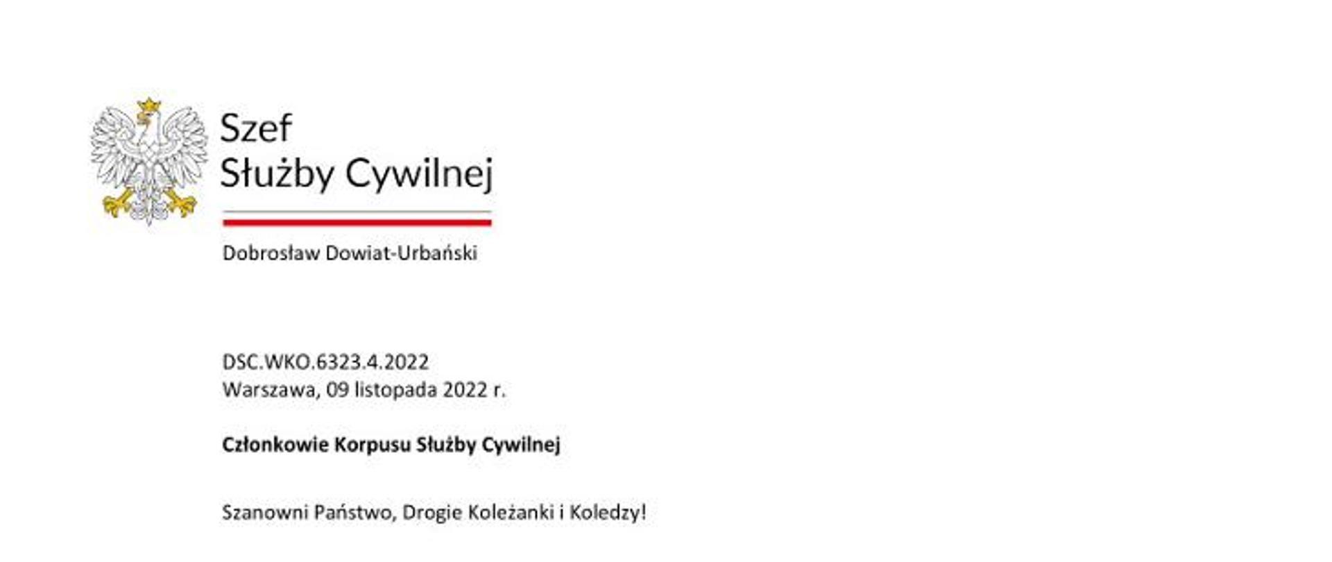 List Szefa Służby Cywilnej do członków korpusu służby cywilnej
