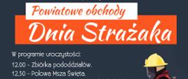 Na zdjęciu strażak i opis uroczystości